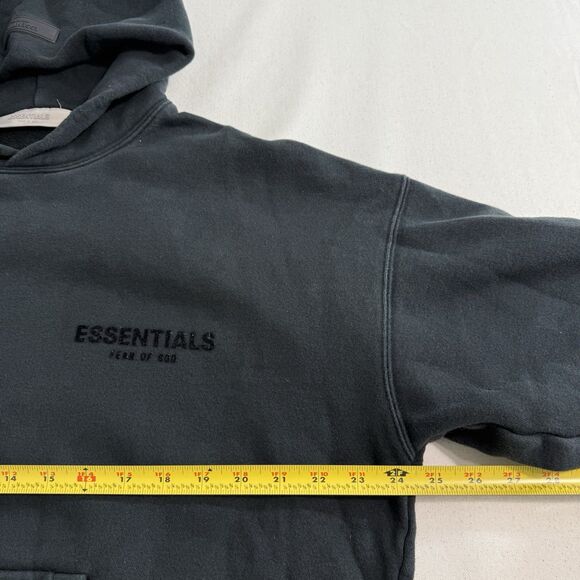 Fear of God Essentials Pullover Hoodie Men Small Faded Black Sweatshirt - Picture 6 of 11